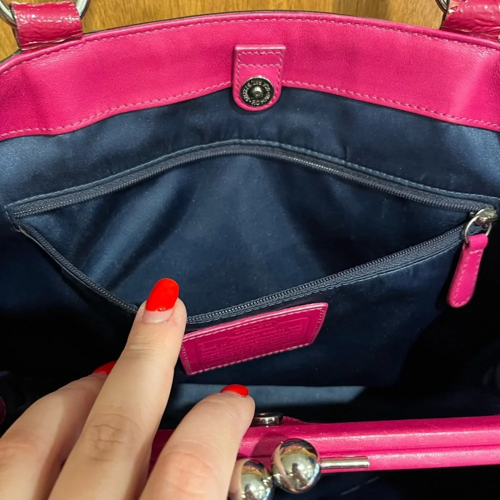 COACH Navy and Pink Purse with Charms - Picture 7 of 9